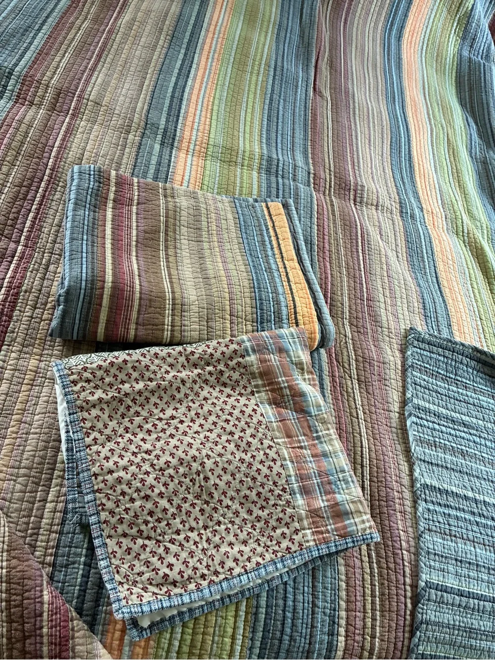 Vintage Greenland home fashions Katy Boho stripe twin quilt set